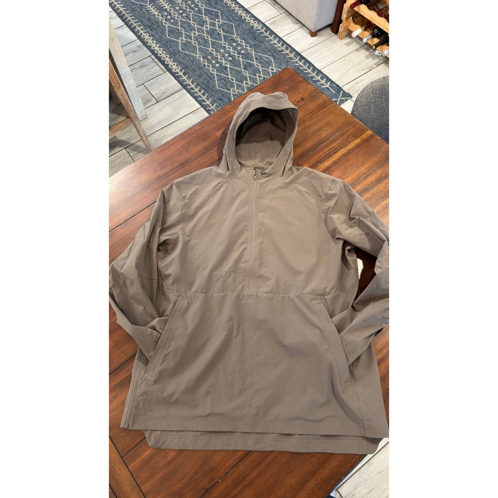 Lululemon Mens Packable Hiking Anorak Tan Khaki XL Ripstop Half Zip Jacket